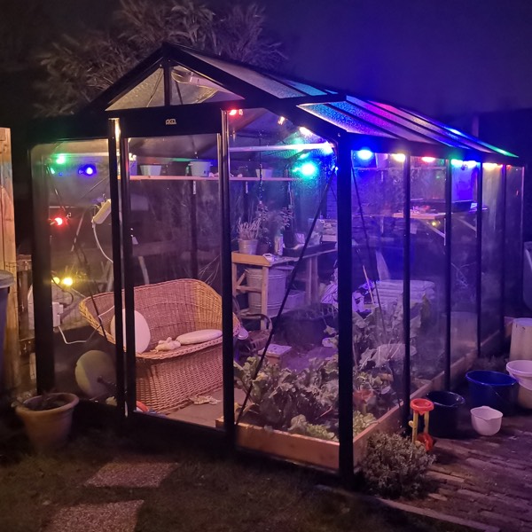 Feestverlichting in de kas