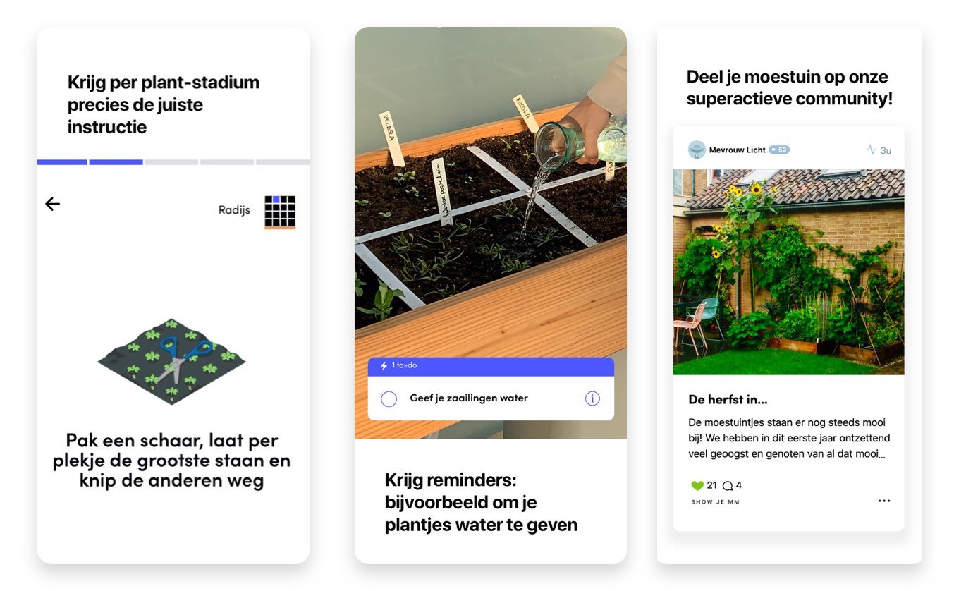 Screenshots van de Makkelijke Moestuin app