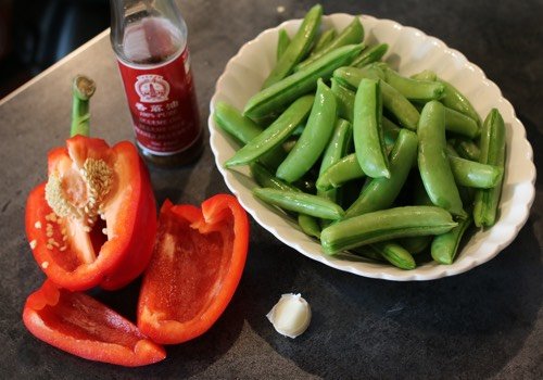 Sugarsnaps met paprika