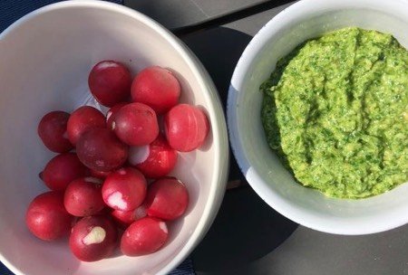 Pesto van het blad van radijs