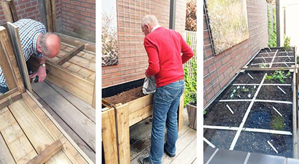 Maken en vullen van de moestuinbakken