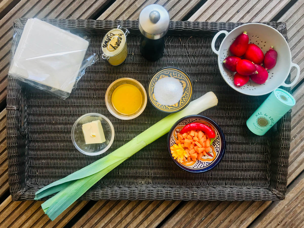 Benodigdheden voor de hartige Tarte Tatin met radijs